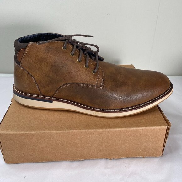 London Underground Faux Leather Chukka Dress Shoes Men's 14 Brown - Picture 7 of 16